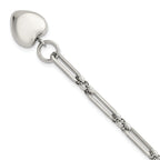 Polished Heart Stainless Steel Paperclip Chain Bracelet 4.5mm