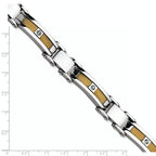 Stainless Steel Polished Yellow IP-plated Cable with Cubic Zirconia Link Bracelet for Men