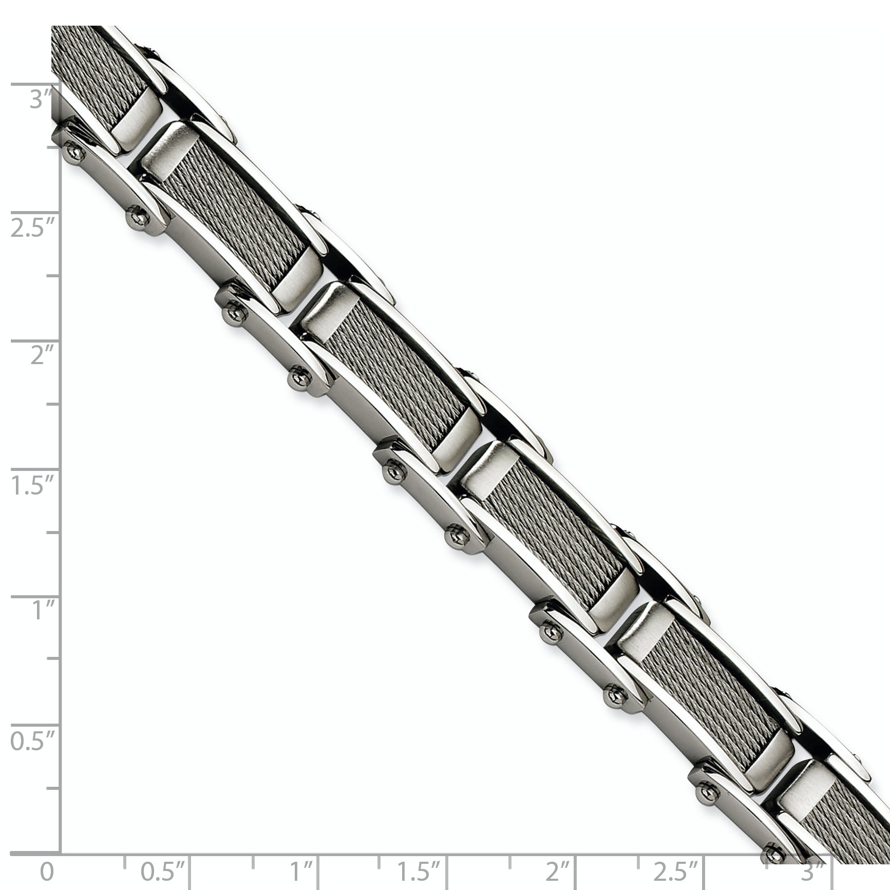 Stainless Steel Brushed and Polished with Cable Inlay Link Bracelet for Men
