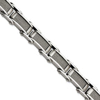 Stainless Steel Brushed and Polished with Cable Inlay Link Bracelet for Men