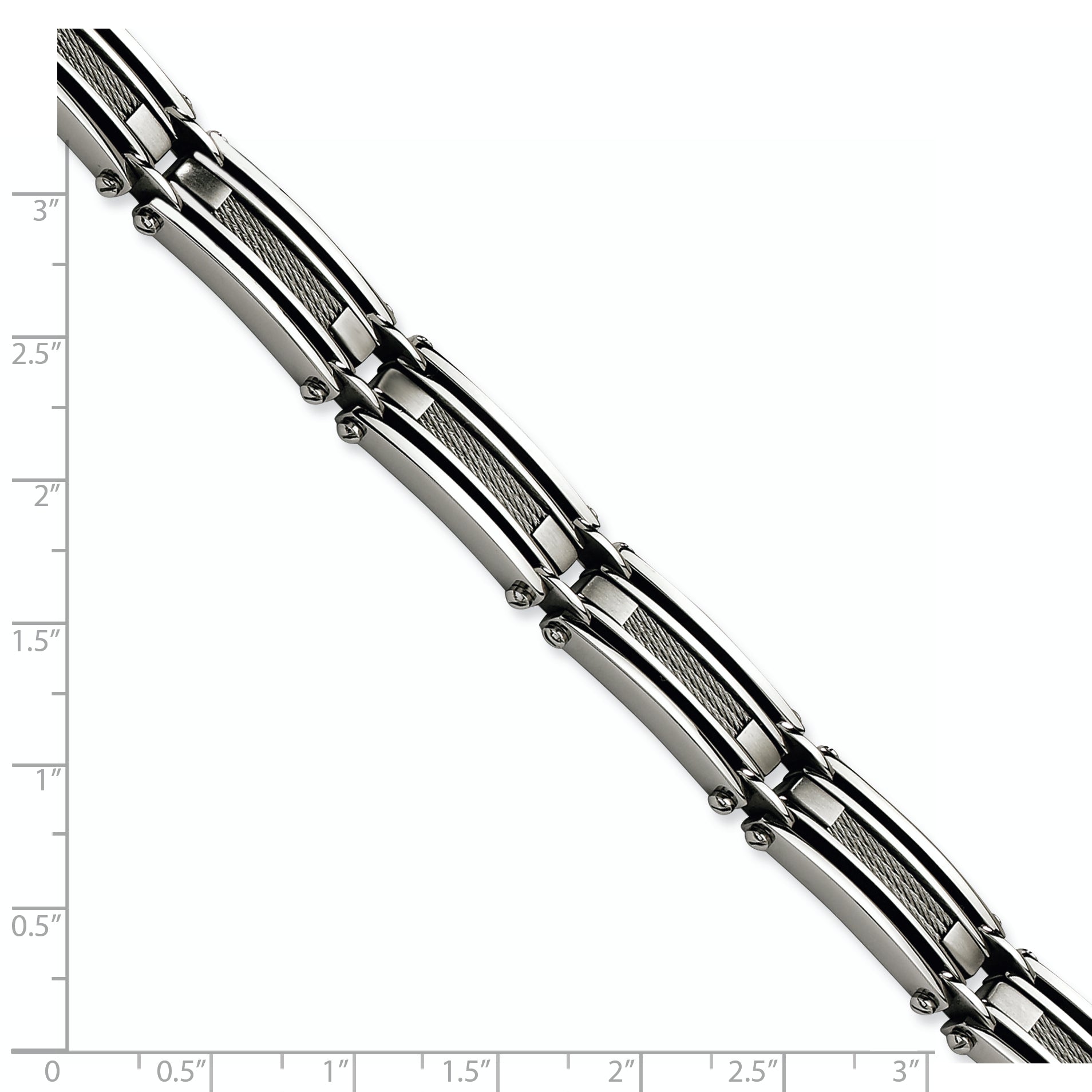 Stainless Steel Brushed and Polished with Cable Inlay Link Bracelet for Men Secondary image