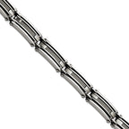 Stainless Steel Brushed and Polished with Cable Inlay Link Bracelet for Men