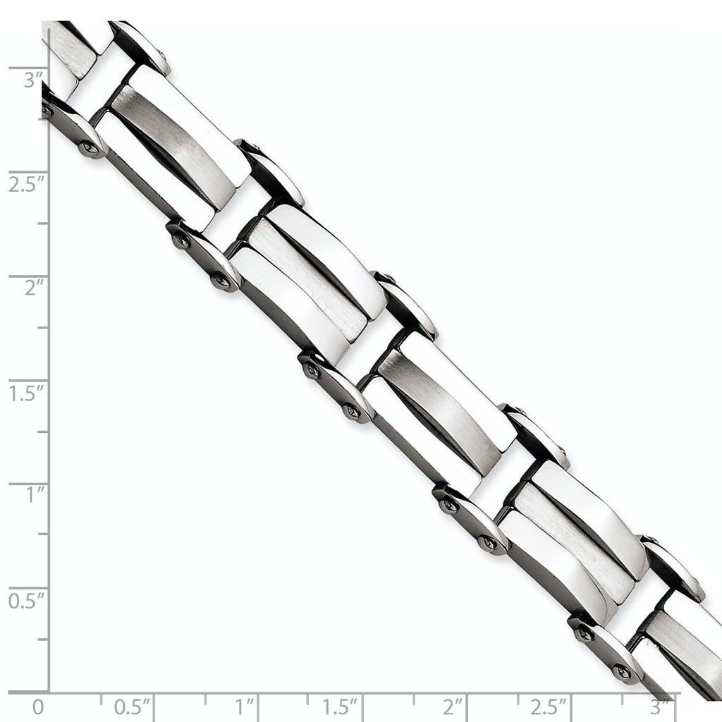 Stainless Steel Brushed and Polished Link Bracelet for Men