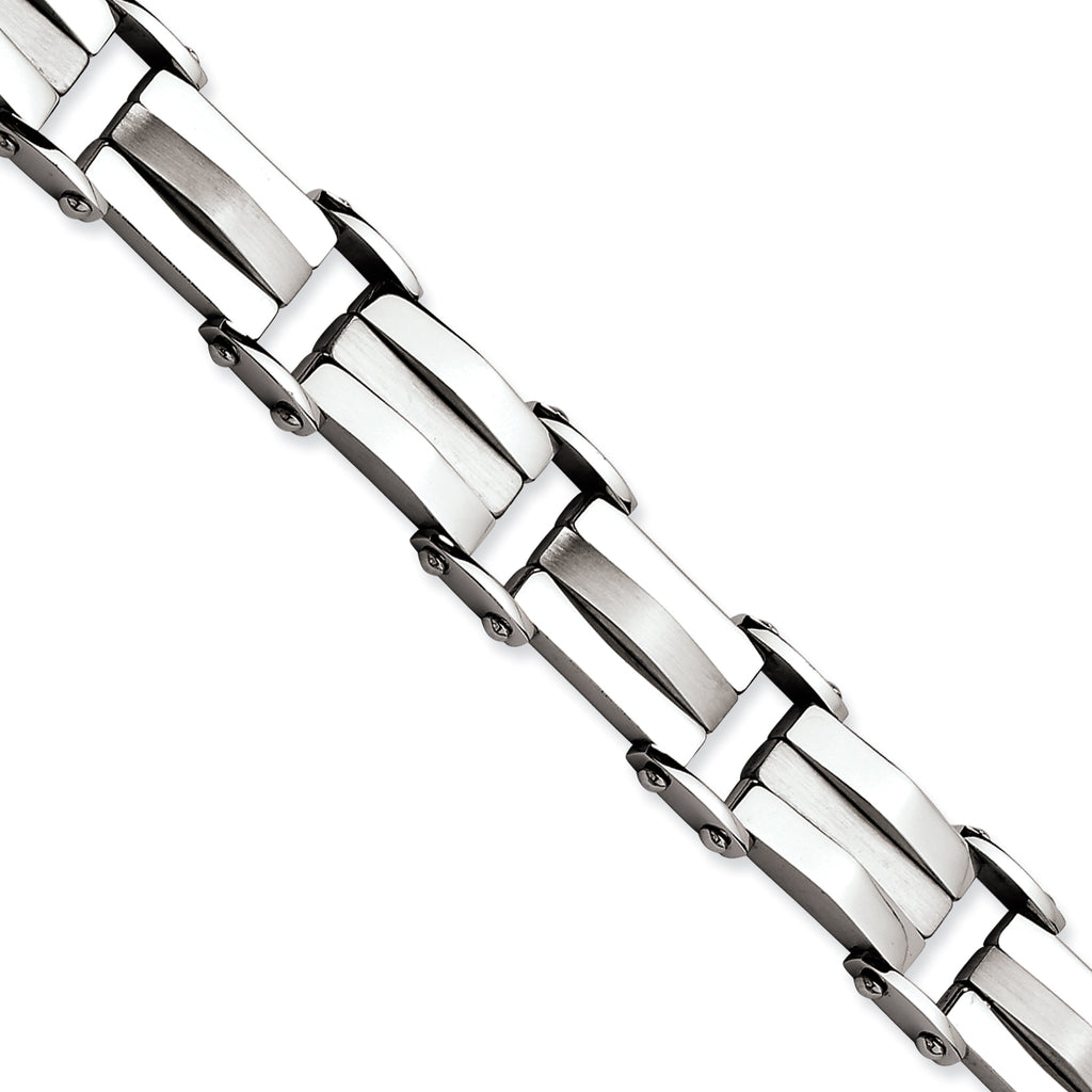Stainless Steel Brushed and Polished Link Bracelet for Men