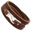 Stainless Steel Polished Brown Leather Wrap Bracelet for Men