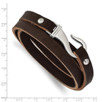 Chisel Men's Black & Brown Leather Wrap Bracelet in Stainless Steel, 24 Inch - Sophia Jewelers