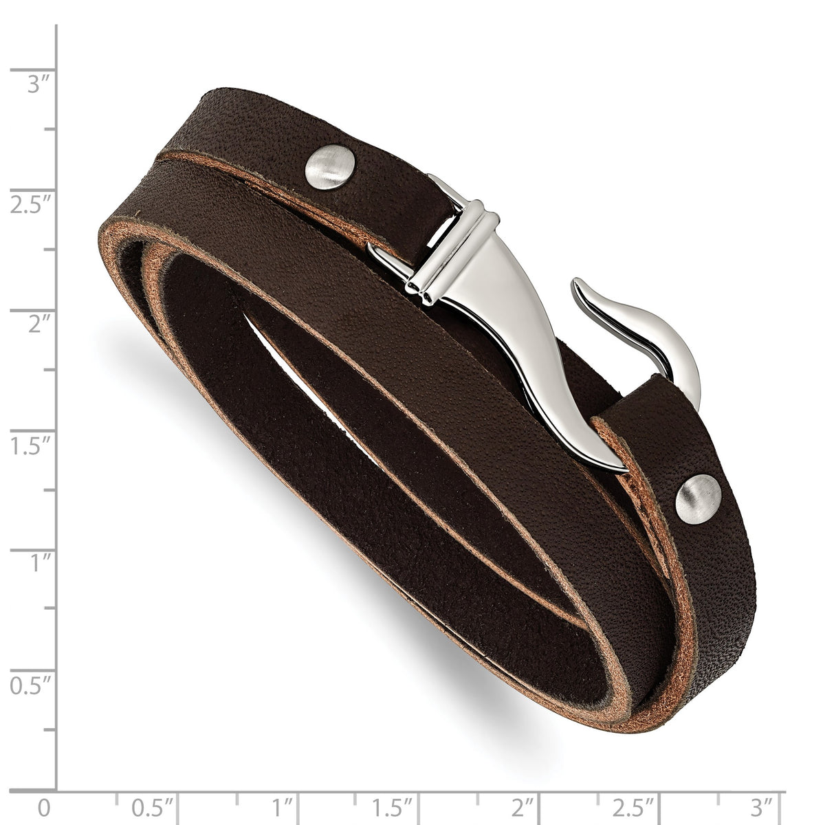Chisel Men's Black & Brown Leather Wrap Bracelet in Stainless Steel, 24 Inch - Sophia Jewelers