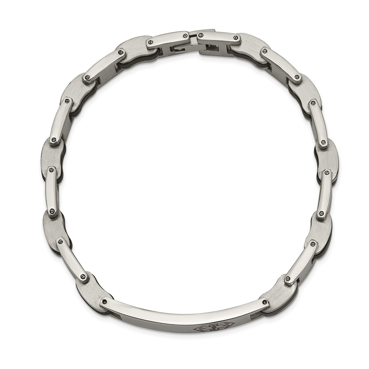 Chisel Men's Rubber Medical ID Link Bracelet in Stainless Steel, 10mm, 8 Inch - Sophia Jewelers