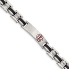 Chisel Men's Rubber Medical ID Link Bracelet in Stainless Steel, 10mm, 8 Inch - Sophia Jewelers
