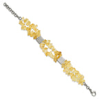 Citrine Chip Station Bracelet in Stainless Steel, 20mm, 7 Inch - Sophia Jewelers