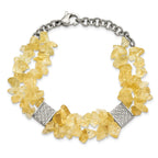 Citrine Chip Station Bracelet in Stainless Steel, 20mm, 7 Inch - Sophia Jewelers