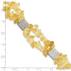 Citrine Chip Station Bracelet in Stainless Steel, 20mm, 7 Inch - Sophia Jewelers