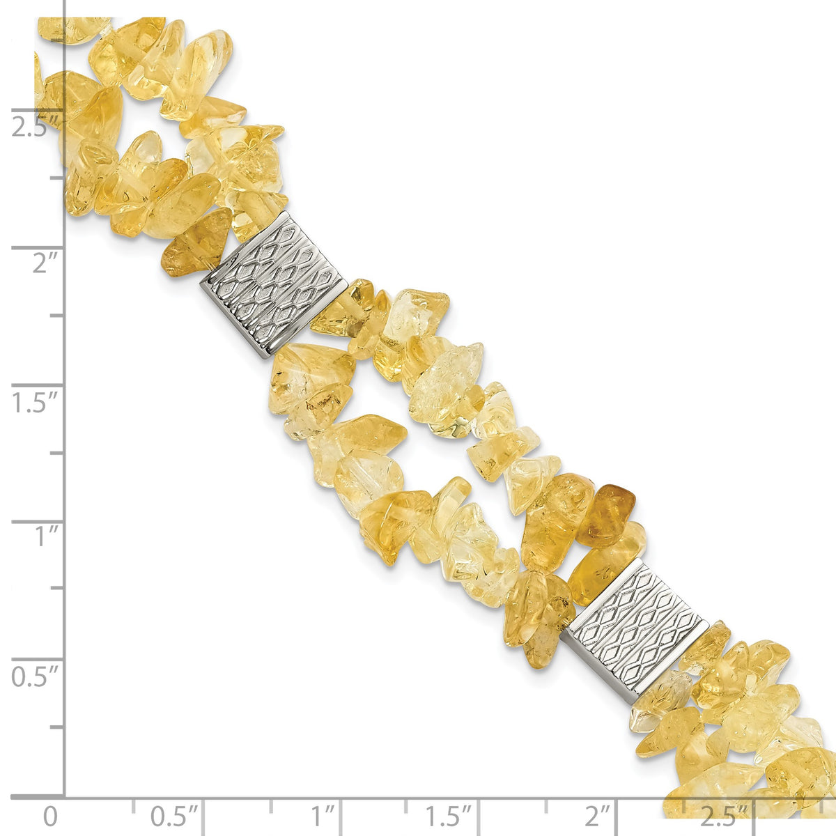 Citrine Chip Station Bracelet in Stainless Steel, 20mm, 7 Inch - Sophia Jewelers