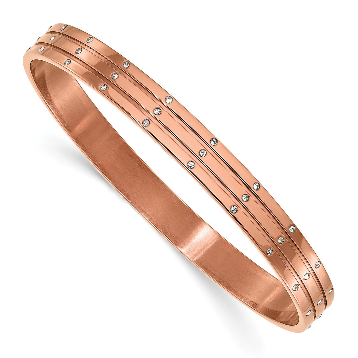 Brown IP Cubic Zirconia Bangle Bracelet in Stainless Steel, 7.5mm - Sophia Jewelers Main image