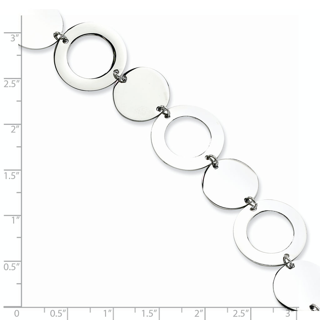 Stainless Steel Polished Circle Link Bracelet for Women