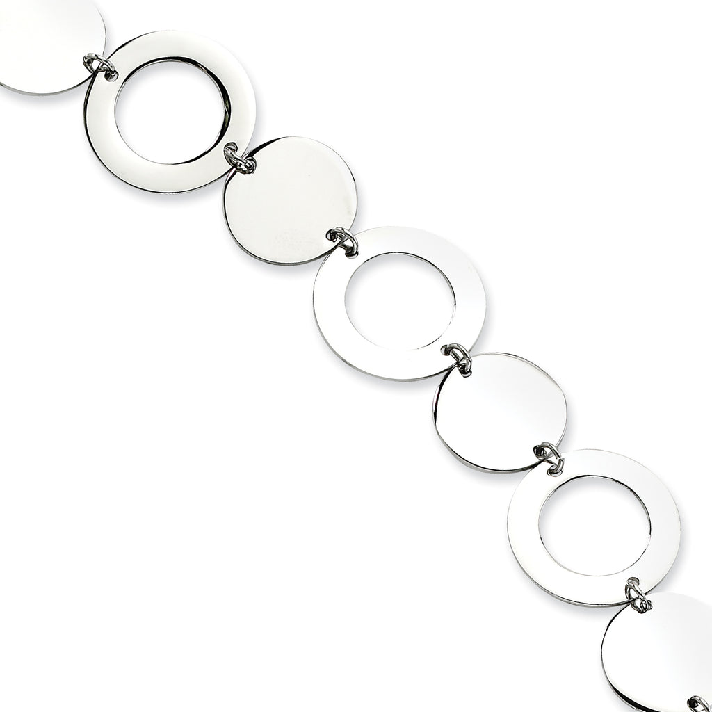 Stainless Steel Polished Circle Link Bracelet for Women