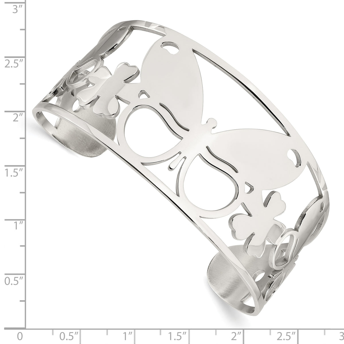 Chisel Butterfly Cuff Bracelet in Stainless Steel, 31mm, 7 Inch - Sophia Jewelers