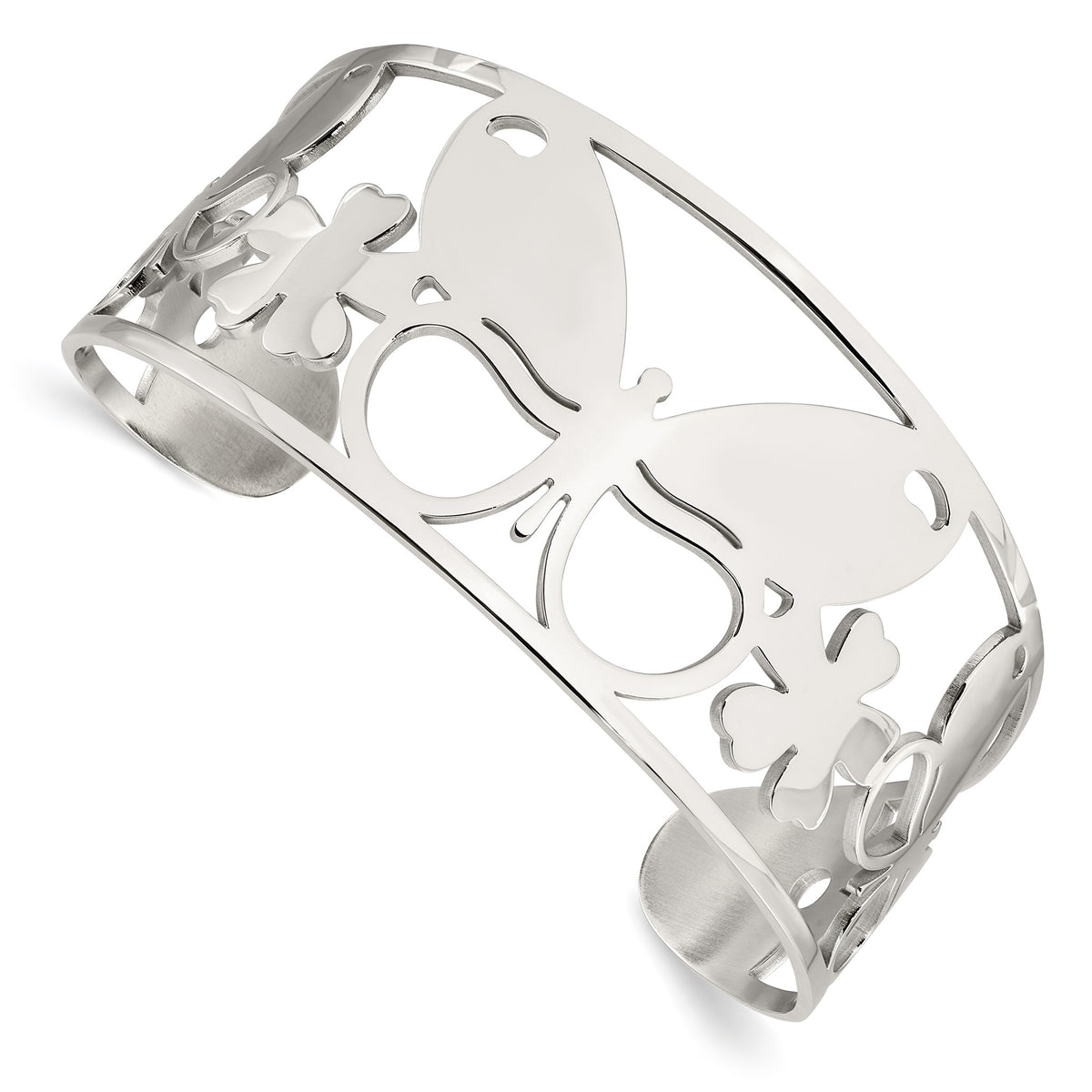 Chisel Butterfly Cuff Bracelet in Stainless Steel, 31mm, 7 Inch - Sophia Jewelers