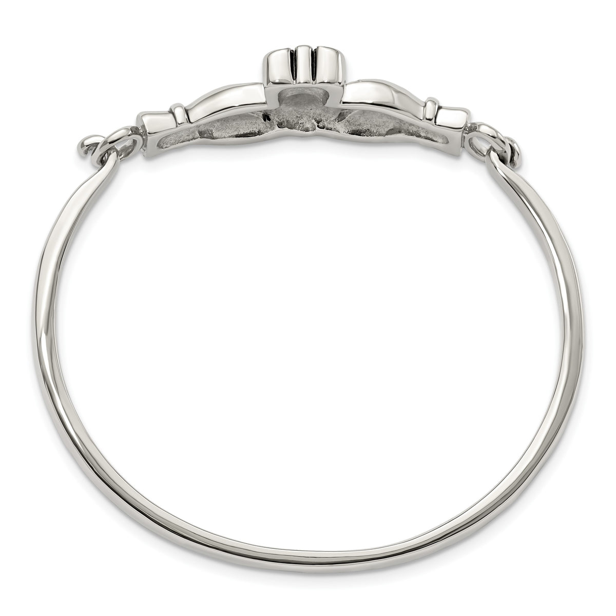 Claddagh Bangle Bracelet in Stainless Steel, 18mm Hinged, 6.8 Inch - Sophia Jewelers