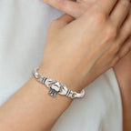 Claddagh Bangle Bracelet in Stainless Steel, 18mm Hinged, 6.8 Inch - Sophia Jewelers