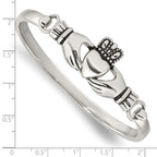 Claddagh Bangle Bracelet in Stainless Steel, 18mm Hinged, 6.8 Inch - Sophia Jewelers
