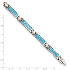 Chisel Blue Swirl Enamel Link Bracelet in Stainless Steel, 6mm, 7.2 Inch - Sophia Jewelers