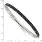 Black Crystal Rounded Bangle Bracelet in Stainless Steel, 8.2 Inch - Sophia Jewelers