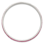 Pink Crystal Rounded Bangle Bracelet in Stainless Steel, 5mm, 8.2 Inch - Sophia Jewelers