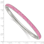 Pink Crystal Rounded Bangle Bracelet in Stainless Steel, 5mm, 8.2 Inch - Sophia Jewelers
