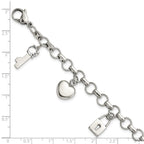 Cubic Zirconia Lock & Key Bracelet in Rose IP-Plated Stainless Steel, 7.5 Inch - Sophia Jewelers