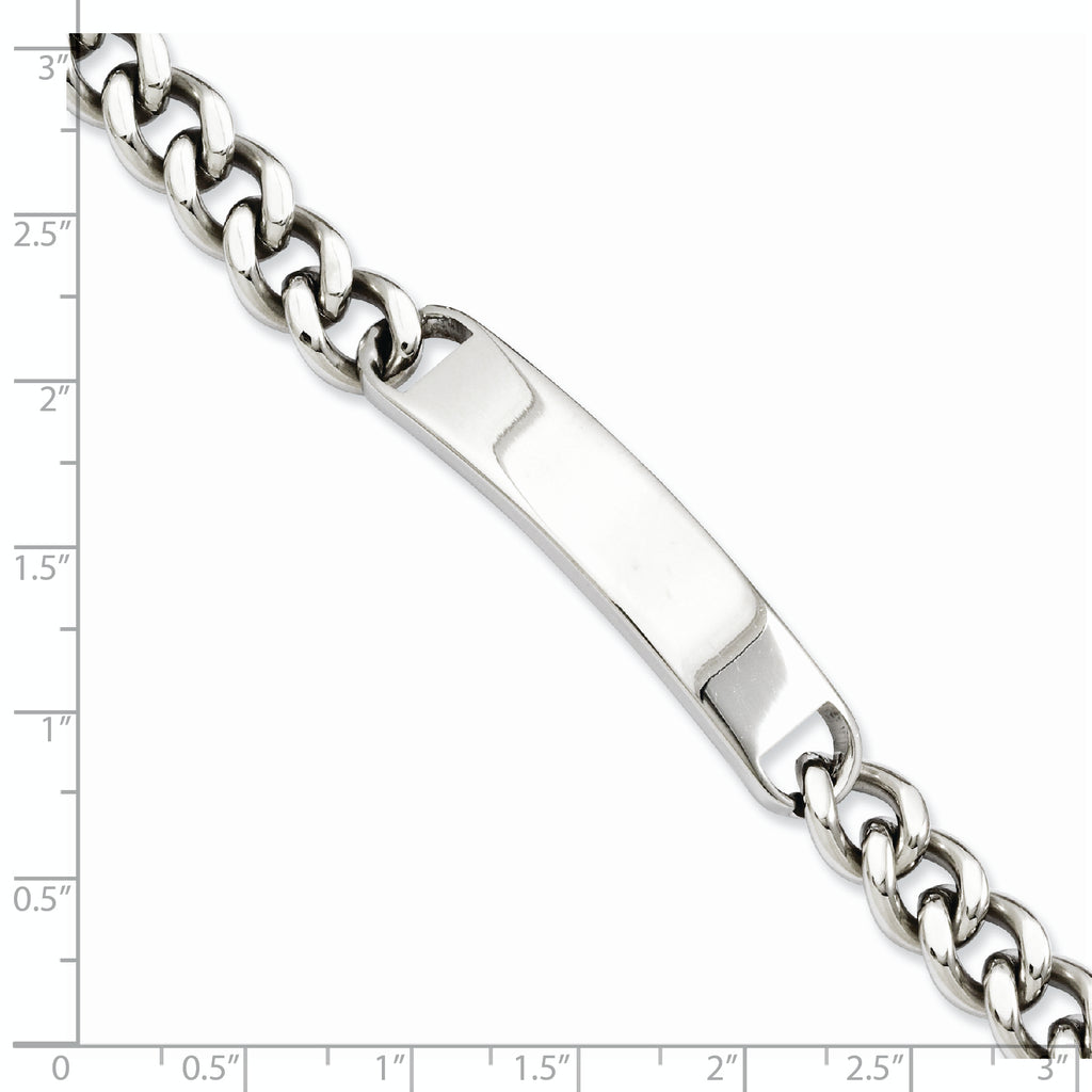 Stainless Steel Polished Curb Chain ID Bracelet