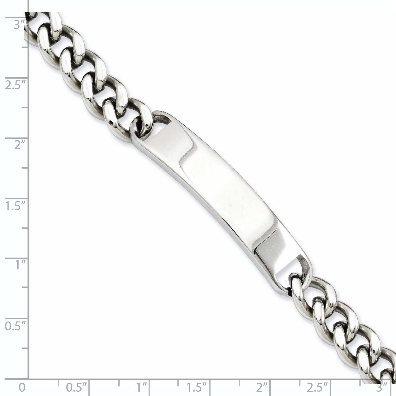 Stainless Steel Polished Curb Chain ID Bracelet