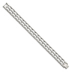 Chisel Row White Ceramic Link Bracelet in Stainless Steel, 12mm, 8.2 Inch - Sophia Jewelers