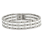 Chisel Row White Ceramic Link Bracelet in Stainless Steel, 12mm, 8.2 Inch - Sophia Jewelers