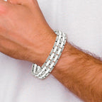 Chisel Row White Ceramic Link Bracelet in Stainless Steel, 12mm, 8.2 Inch - Sophia Jewelers