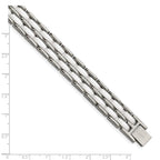Chisel Row White Ceramic Link Bracelet in Stainless Steel, 12mm, 8.2 Inch - Sophia Jewelers