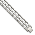 Chisel Row White Ceramic Link Bracelet in Stainless Steel, 12mm, 8.2 Inch - Sophia Jewelers