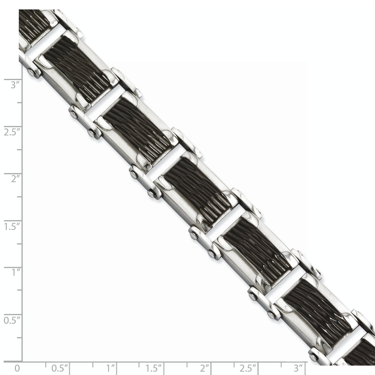 Stainless Steel Polished and Textured Black-plated Link Bracelet for Men Main image
