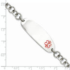Stainless Steel Polished with Red Enamel Medical ID Open Link Bracelet for Women