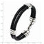 Stainless Steel Polished Braided 2 Strand Black Braided Leather Bracelet for Men