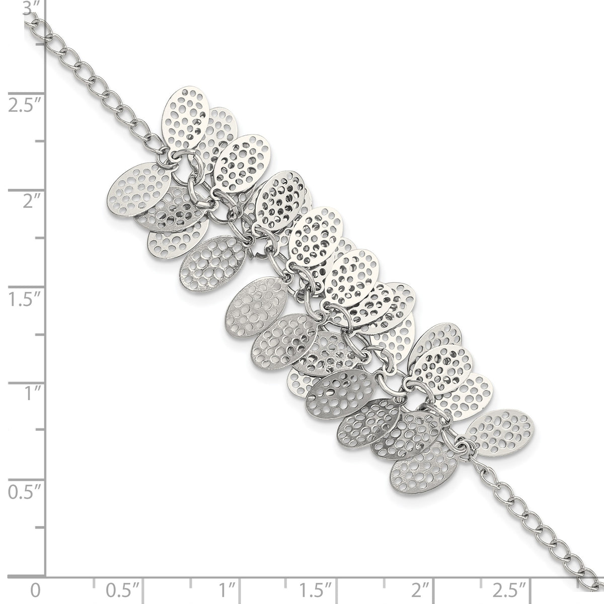 Oval Dangle Bracelet in Stainless Steel, 13mm, 7 Inch - Sophia Jewelers