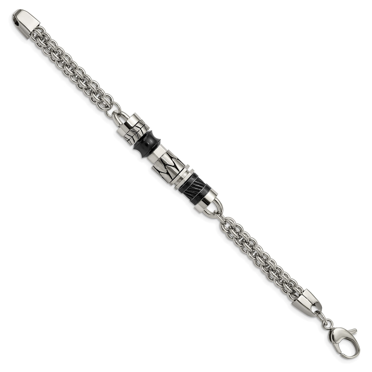 Men's Beads Bracelet in Black IP-Plated Stainless Steel, 8.2 Inch - Sophia Jewelers