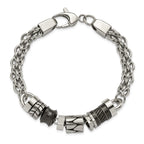 Men's Beads Bracelet in Black IP-Plated Stainless Steel, 8.2 Inch - Sophia Jewelers