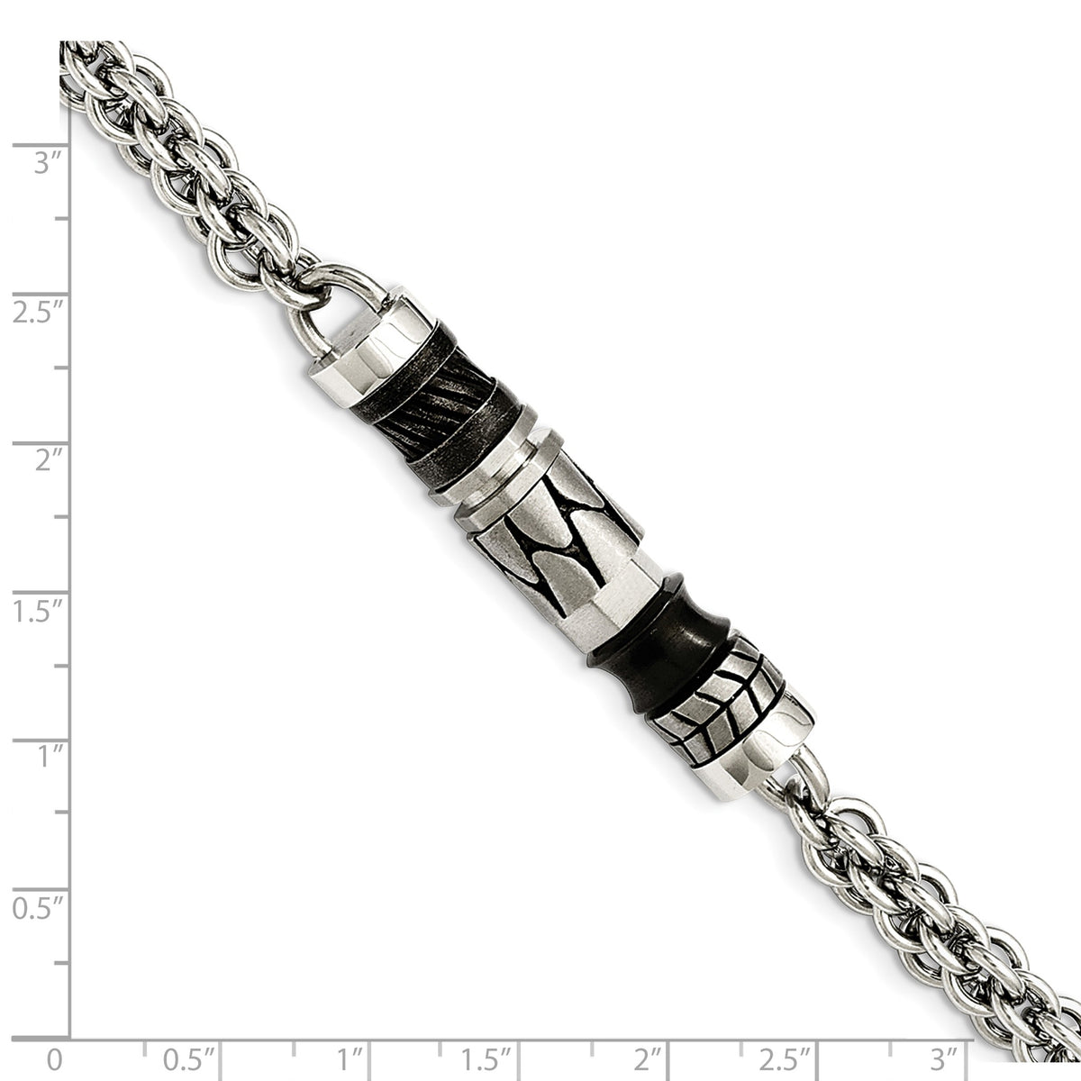 Men's Beads Bracelet in Black IP-Plated Stainless Steel, 8.2 Inch - Sophia Jewelers