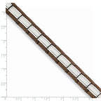 Stainless Steel Brushed with Textured Brown IP-plated Edges Link Bracelet for Men
