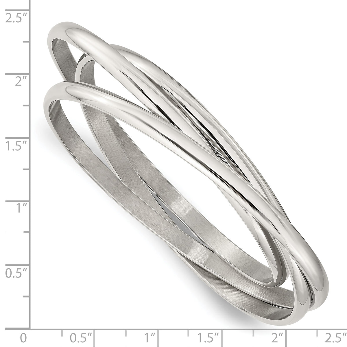 Chisel Set of Intertwined Bangle Bracelet in Stainless Steel, 4mm, 7 Inch - Sophia Jewelers