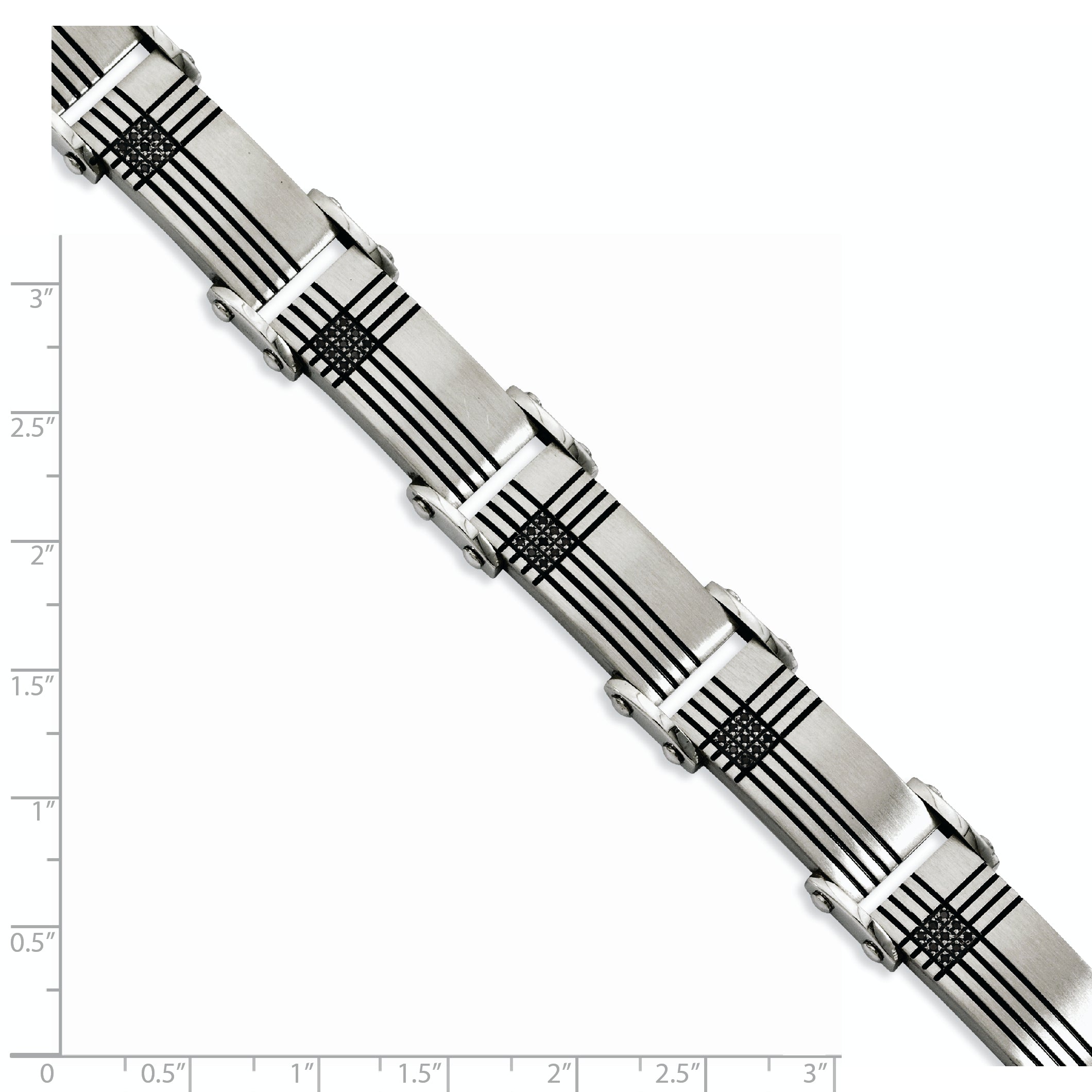 Stainless Steel Brushed and Polished Black IP-plated with 1/2 carat Black Diamond Bracelet for Men Secondary image