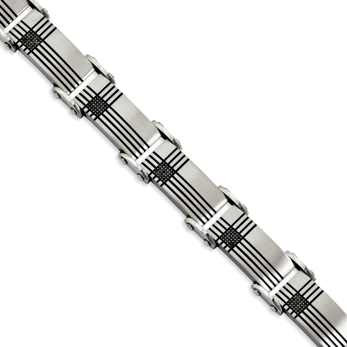 Stainless Steel Brushed and Polished Black IP-plated with 1/2 carat Black Diamond Bracelet for Men Main image