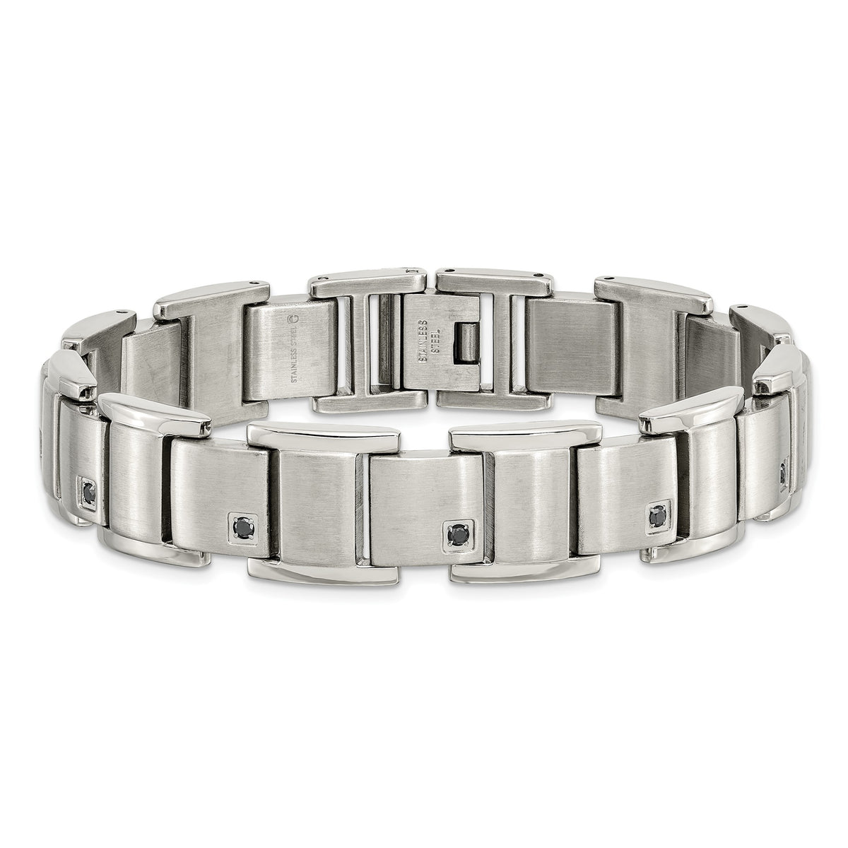 Chisel Men's Black Diamond Bracelet in Stainless Steel, 12mm (3/8 ct. tw.), 8.5 Inch - Sophia Jewelers