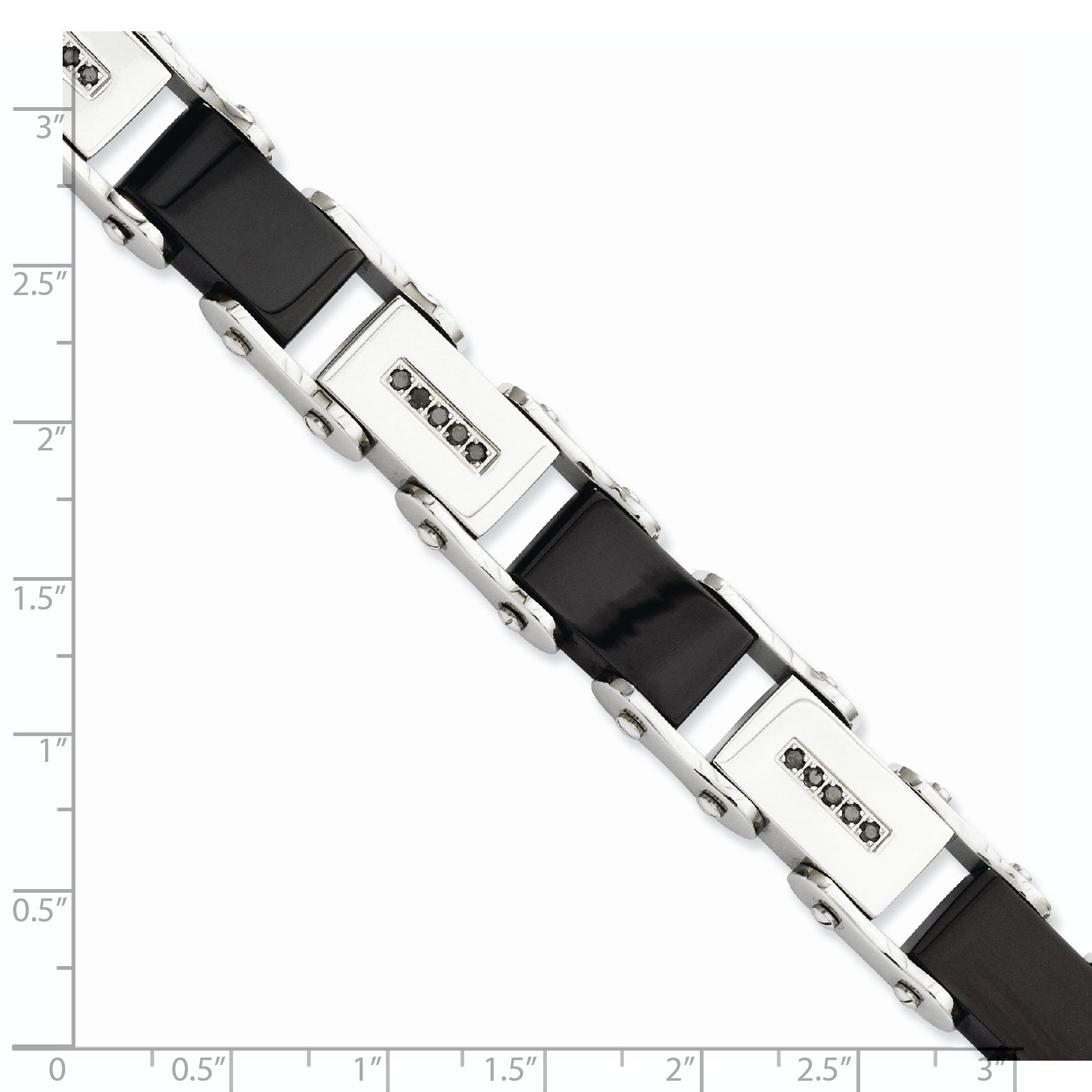 Stainless Steel Polished Black IP-plated with 1/4 carat Black Diamond Bracelet for Men Secondary image